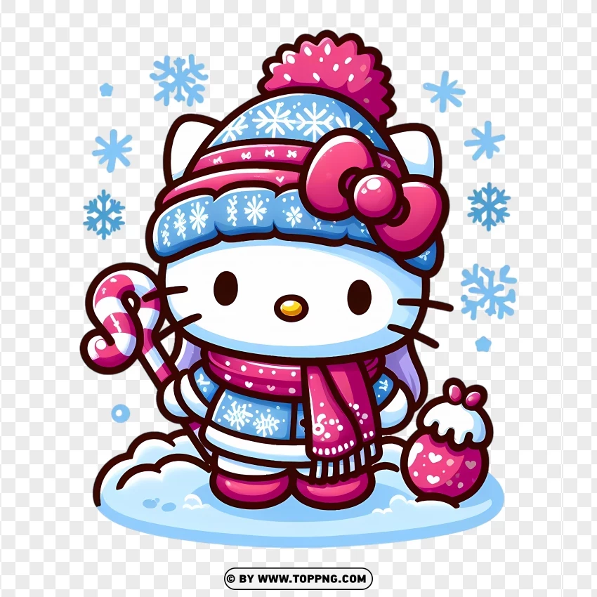 Hello Kitty Winter Skating Scene PNG Transparent Background