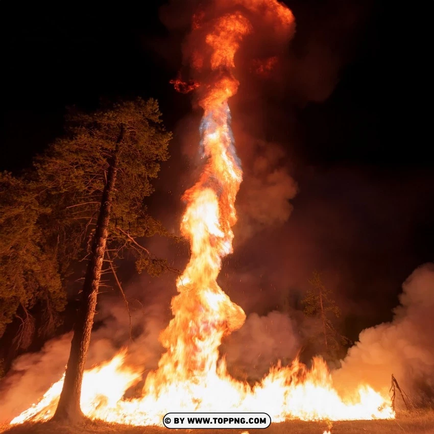 Large Fire Cyclone In Forest PNG Transparent Background