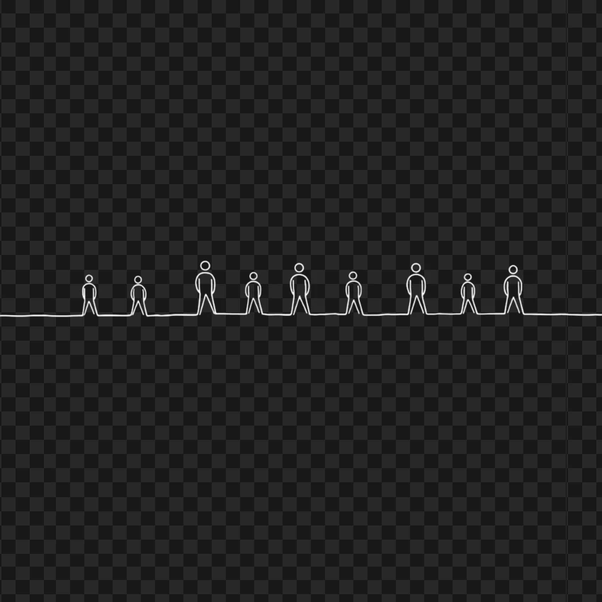 Line Of People Clipart Black And White PNG Transparent Background