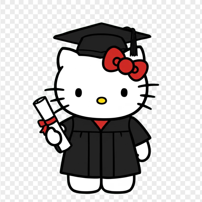 Hello Kitty Graduation Cap PNG Transparent Background