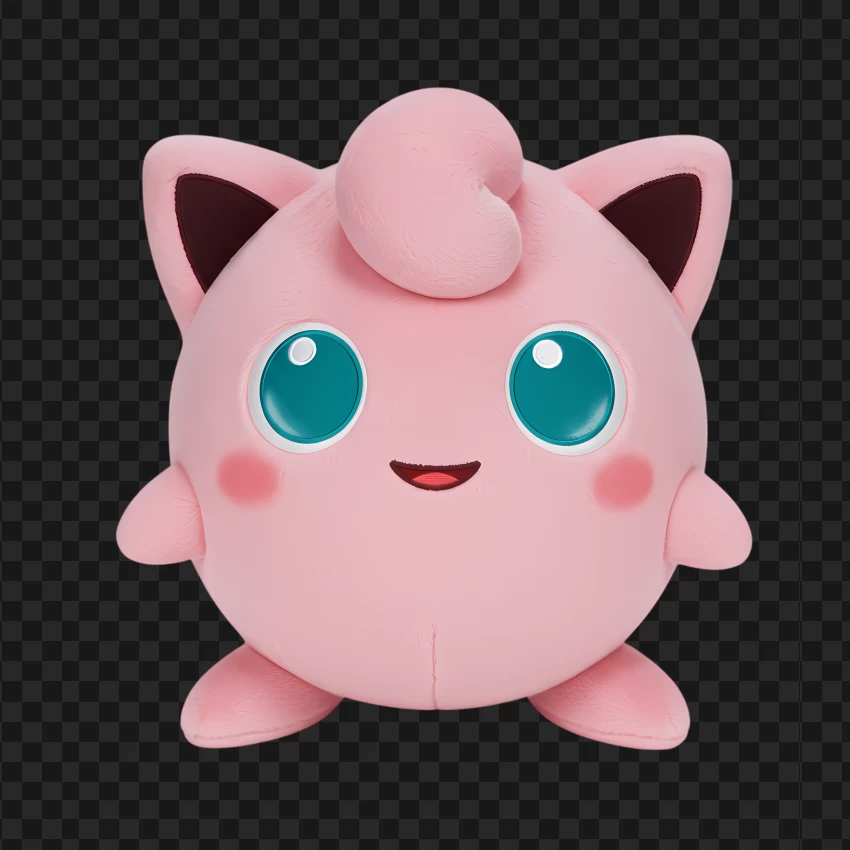 Cute Jigglypuff Plush Illustration PNG Transparent Background