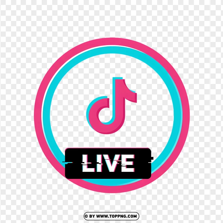 Tiktok Live Button With Glitch Effect PNG Transparent Background