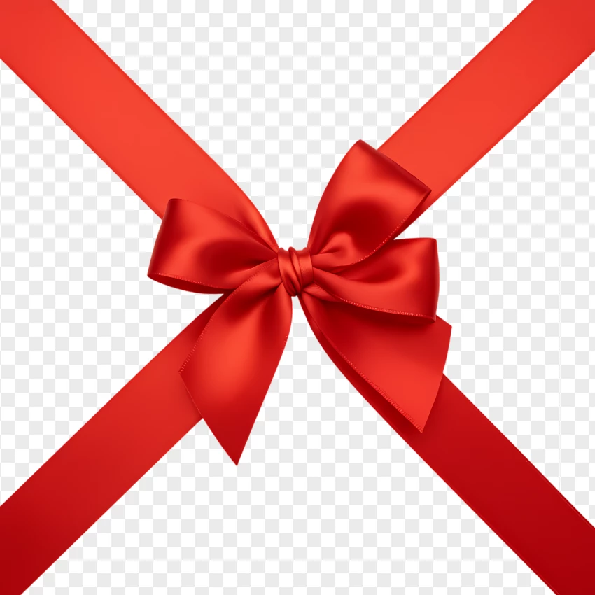 Hd Cross Red Ribbon With Decorative Bow PNG Transparent Background