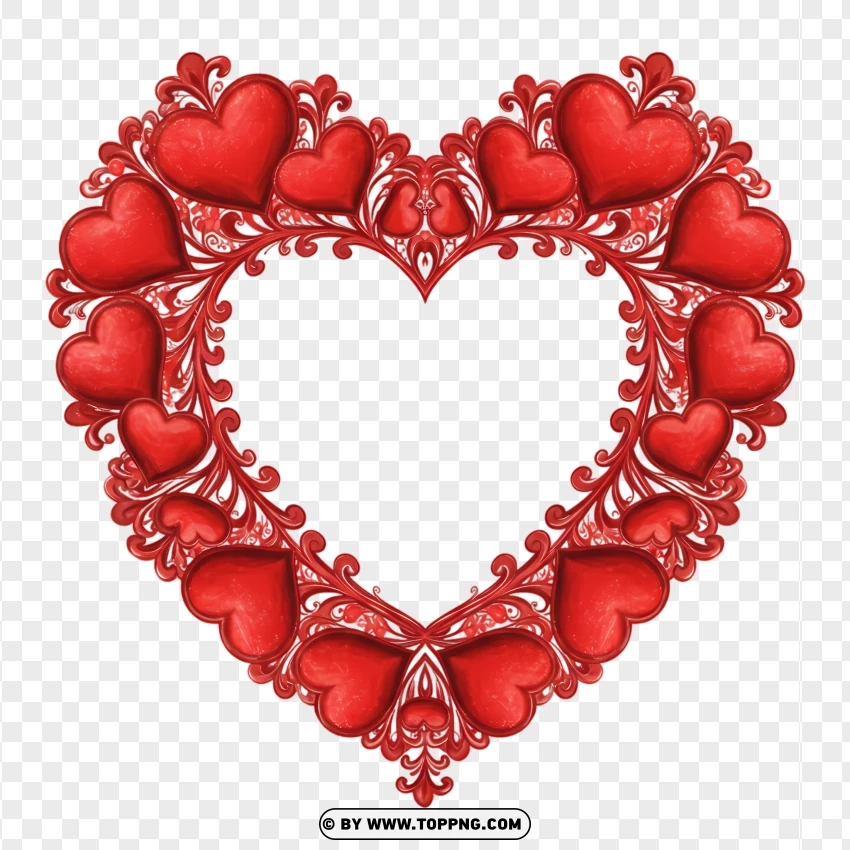 Heart Border Clipart With 3d Red Hearts PNG Transparent Background