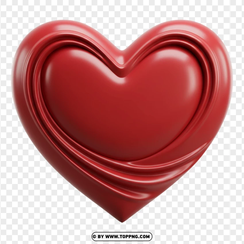 Heart Artwork With Deep Red Metallic Effect PNG Transparent Background