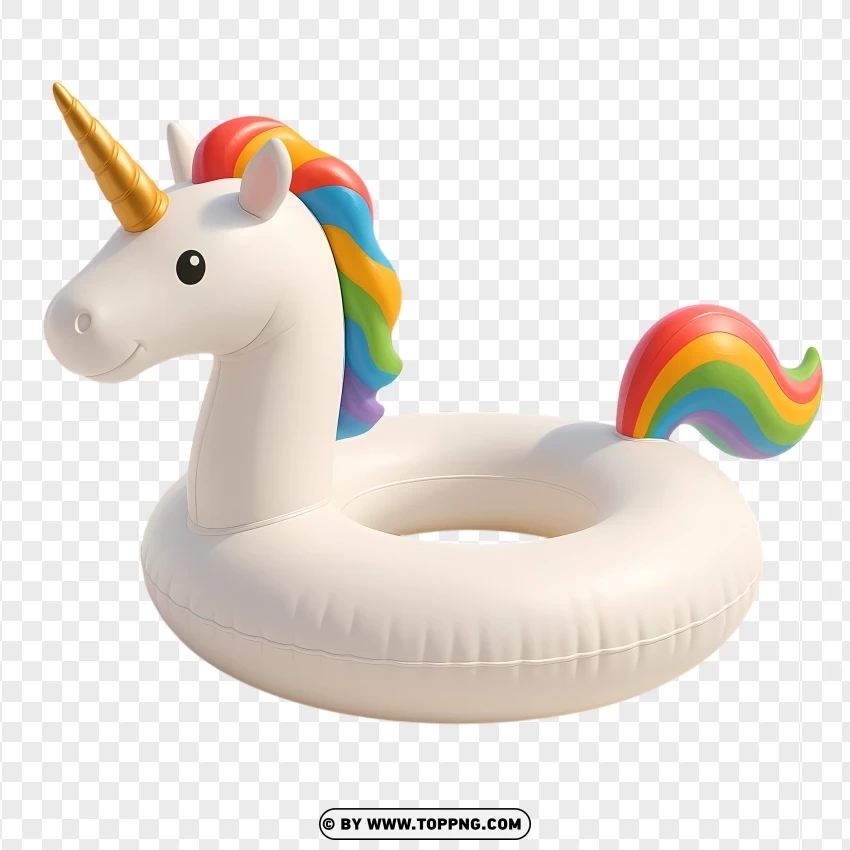 Large Unicorn Pool Float With Rainbow Tail PNG Transparent Background