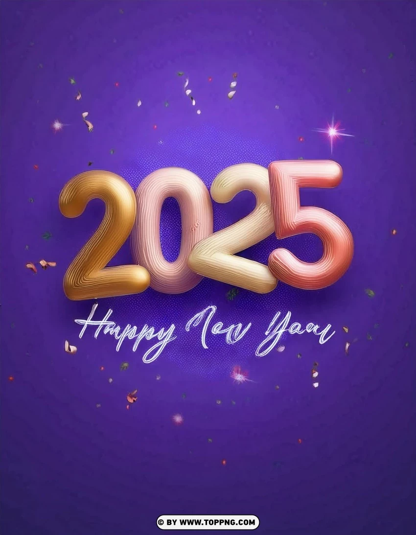 Glittery Purple 2025 Celebration Wishes Card PNG Transparent Background