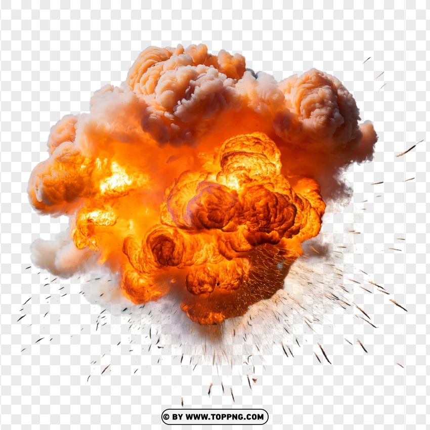 Intense Fireball With Explosive Smoke PNG Transparent Background