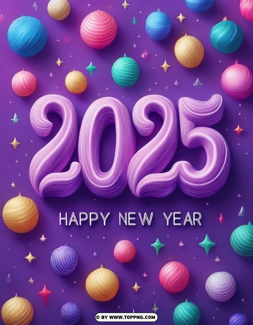 Colorful Balloons 2025 Celebration Card Template PNG Transparent Background