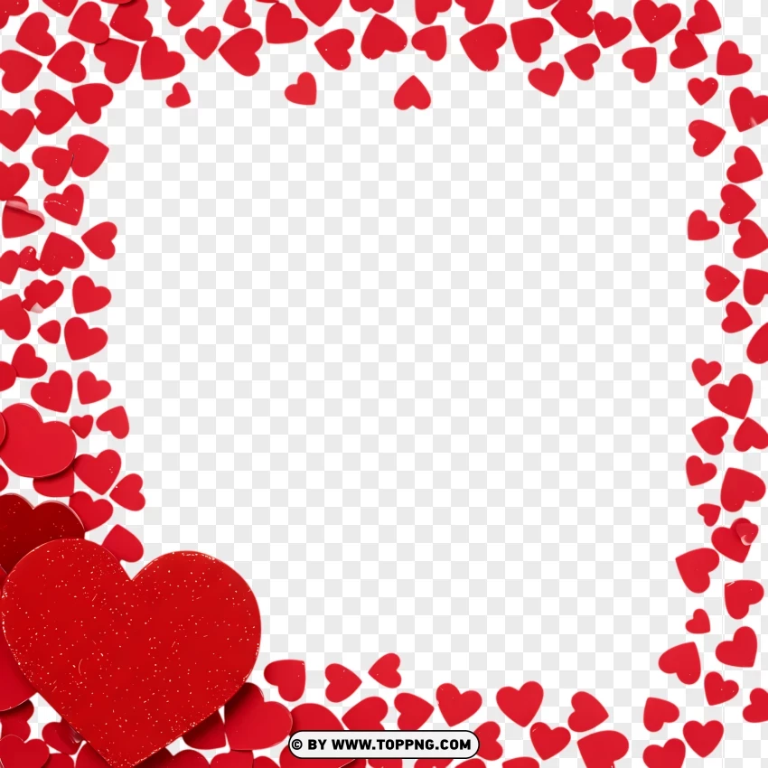 Heart Border For Word Document With Red Elements PNG Transparent Background