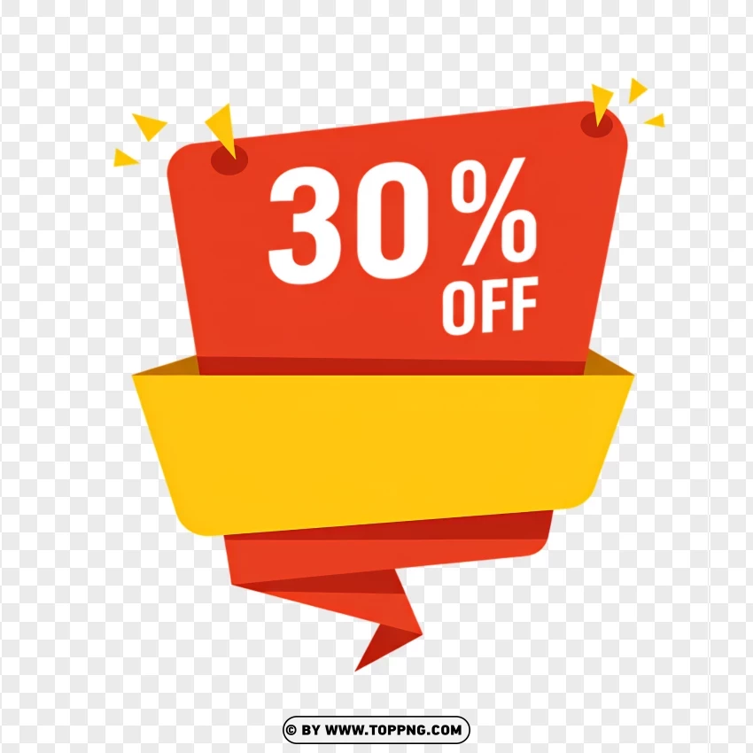 30% Off Special Offer With Bright Yellow Label PNG Transparent Background