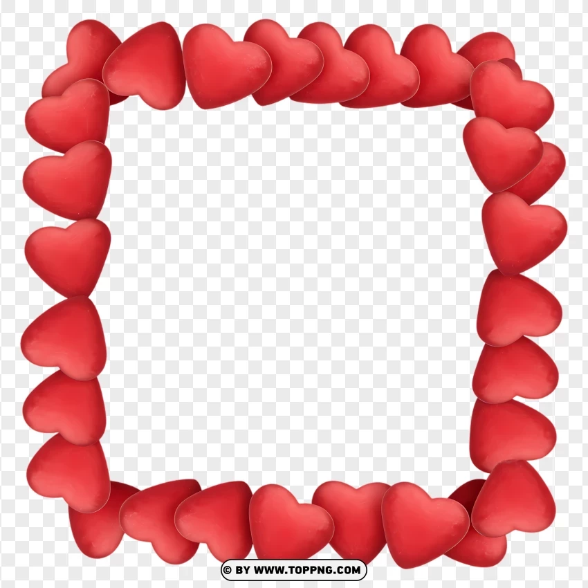 Frame Heart Border With Classic Red Hearts PNG Transparent Background