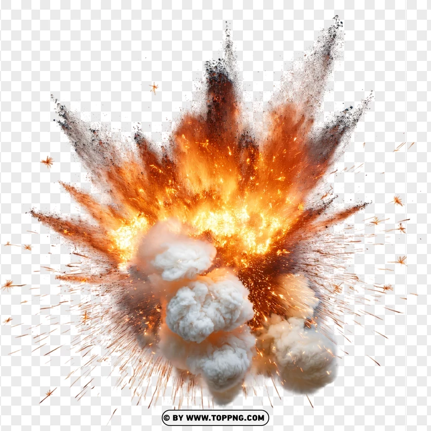 Bright Explosion With Flying Debris PNG Transparent Background