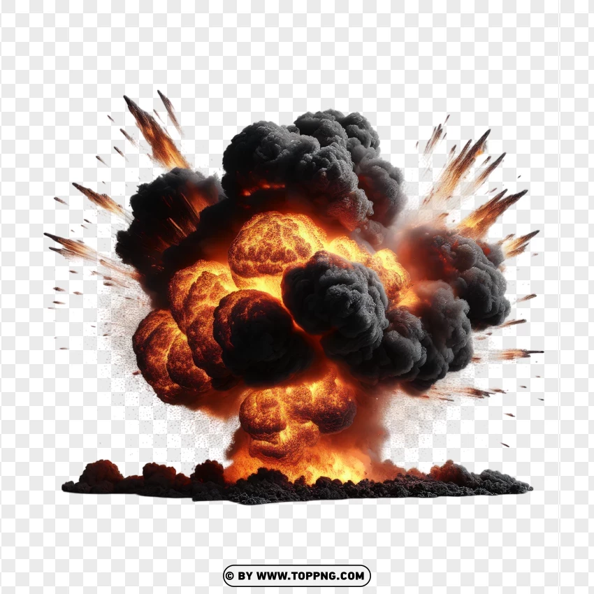 Realistic Explosion With Fiery Smoke For Free Download PNG Transparent Background