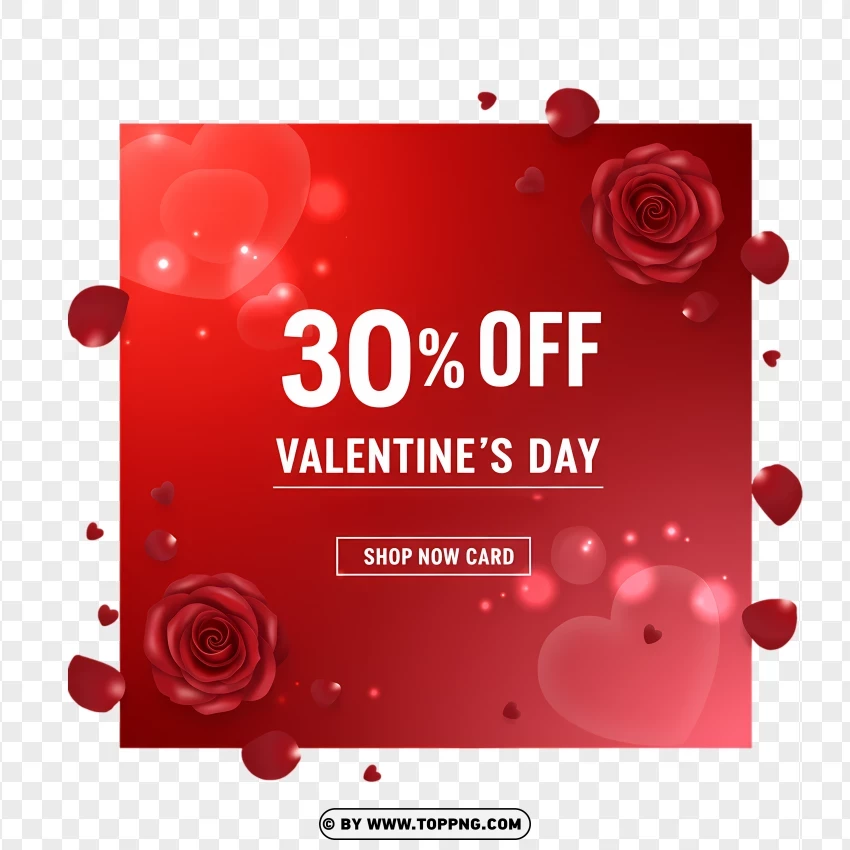 Hd 30% Off Valentines Day Discount Red Poster PNG Transparent Background