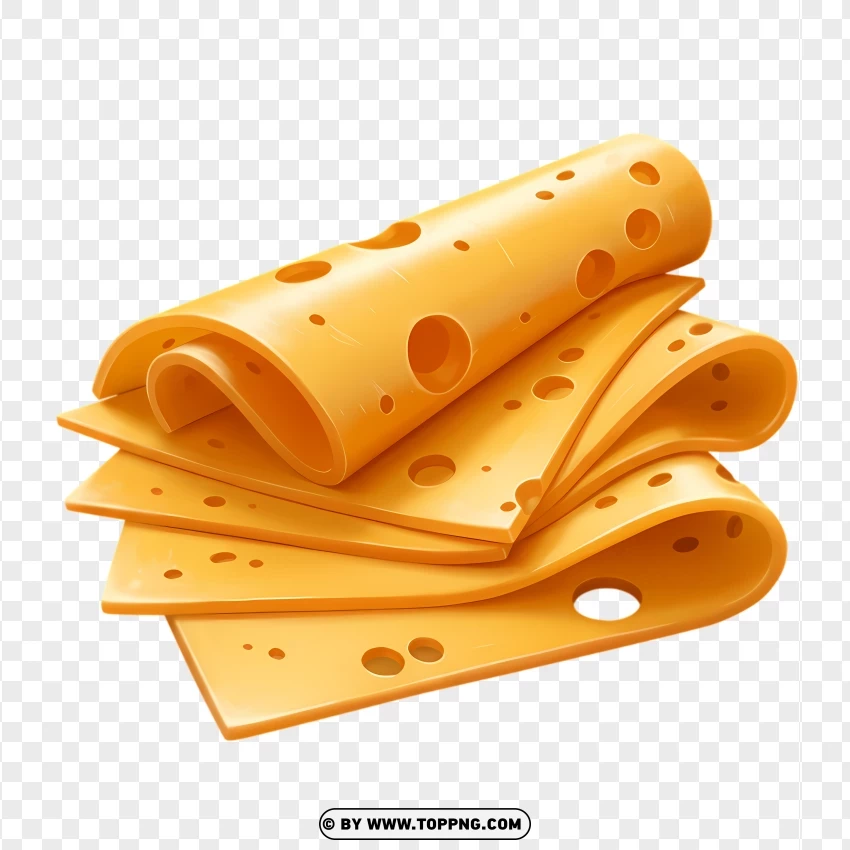 Realistic Folded Swiss Cheese Slices PNG Transparent Background