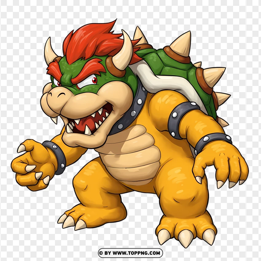 Fierce Mini Bowser Battle Stance PNG Transparent Background