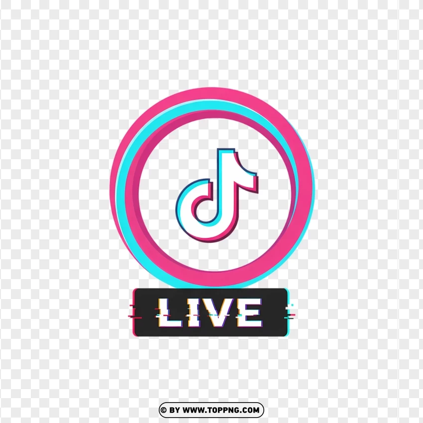 Tiktok Live Neon Circle Logo Icon PNG Transparent Background