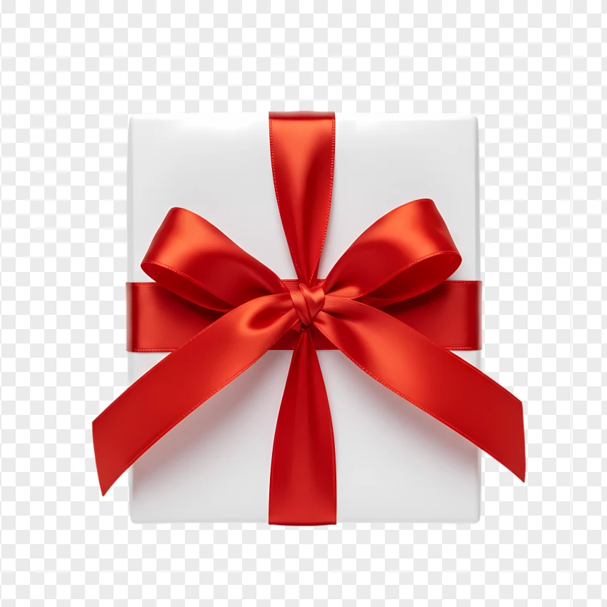 Hd Red Gift Box With Satin Ribbon Bow PNG Transparent Background