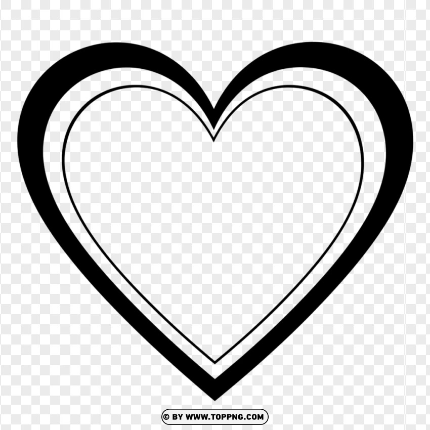 Heart Shape Coloring Page With Bold Outline PNG Transparent Background