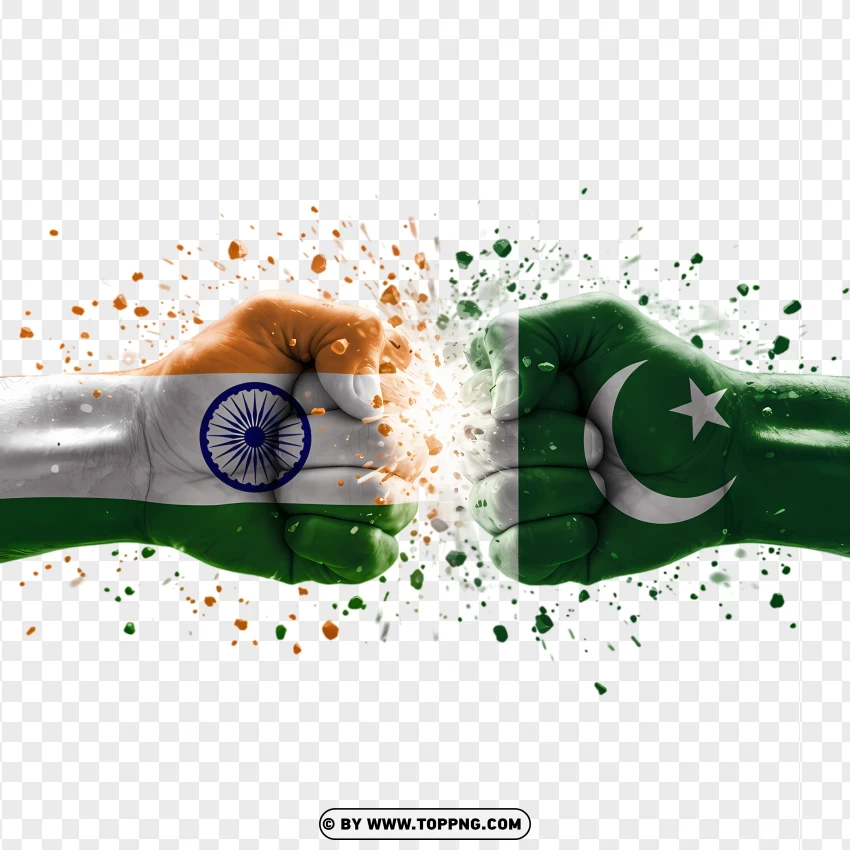 Burning India Pakistan Flags Clash PNG Transparent Background