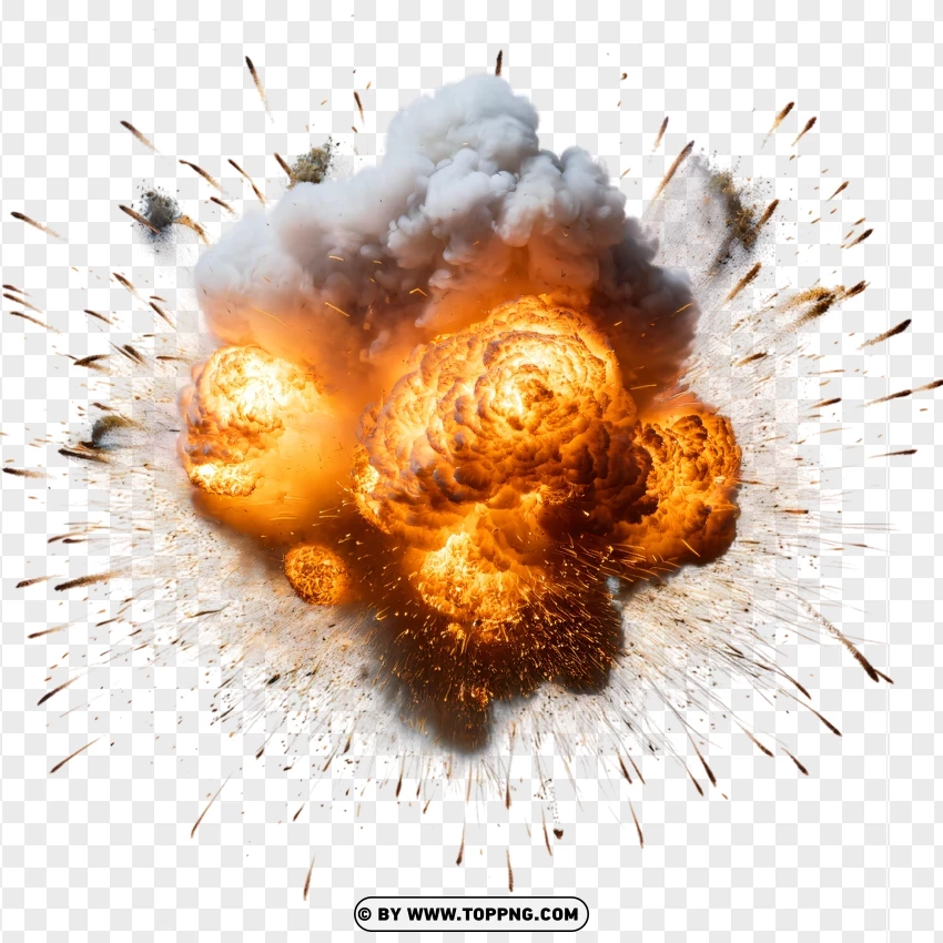 Intense Fireball With Smoke And Sparks PNG Transparent Background