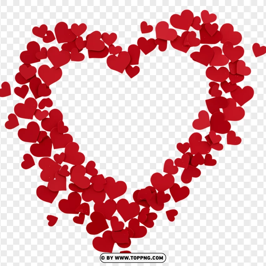 Heart Border With Falling Hearts PNG Transparent Background