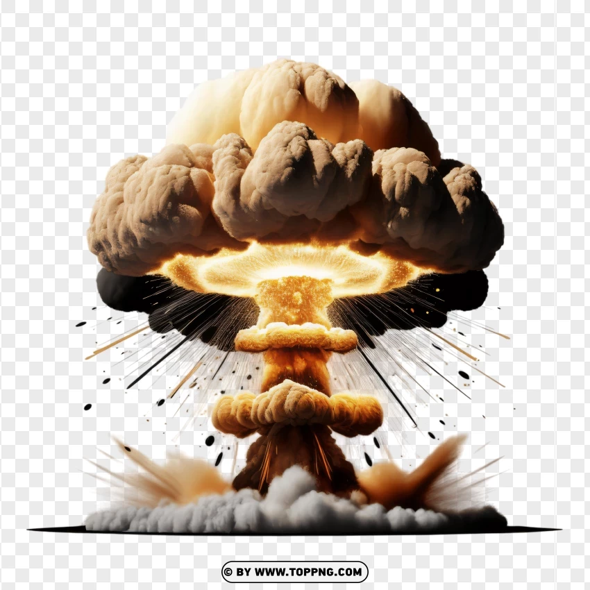 Explosive Mushroom Cloud With Sparks PNG Transparent Background