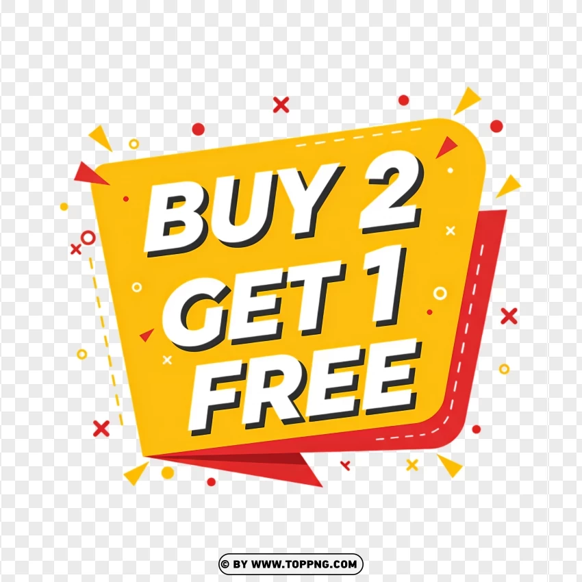 Buy 2 Get 1 Free Promotion With Red Label PNG Transparent Background