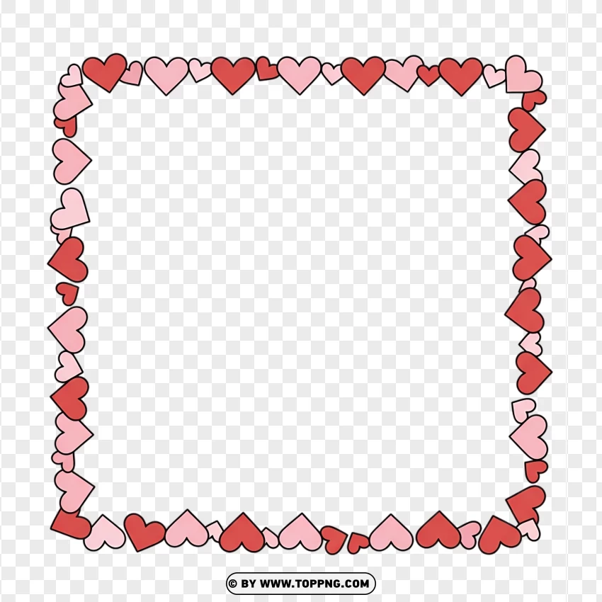 Elegant Heart Border Design With Small Hearts PNG Transparent Background