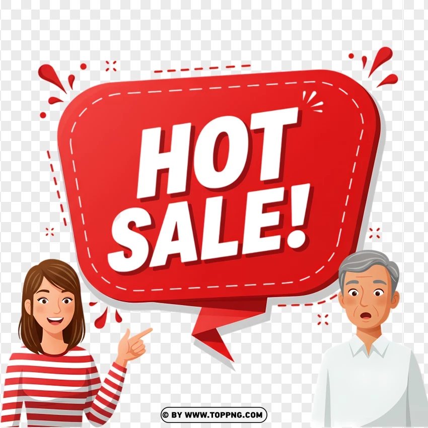 Hot Sale Label With Promotional Speech Bubble PNG Transparent Background