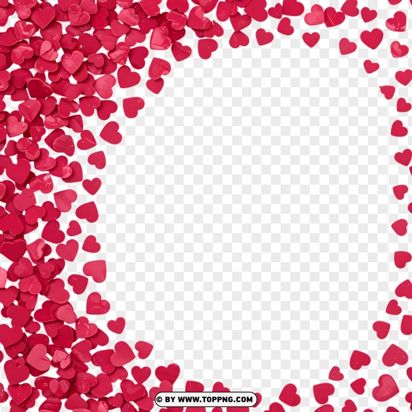 Heart Border With Shiny Pink Hearts PNG Transparent Background