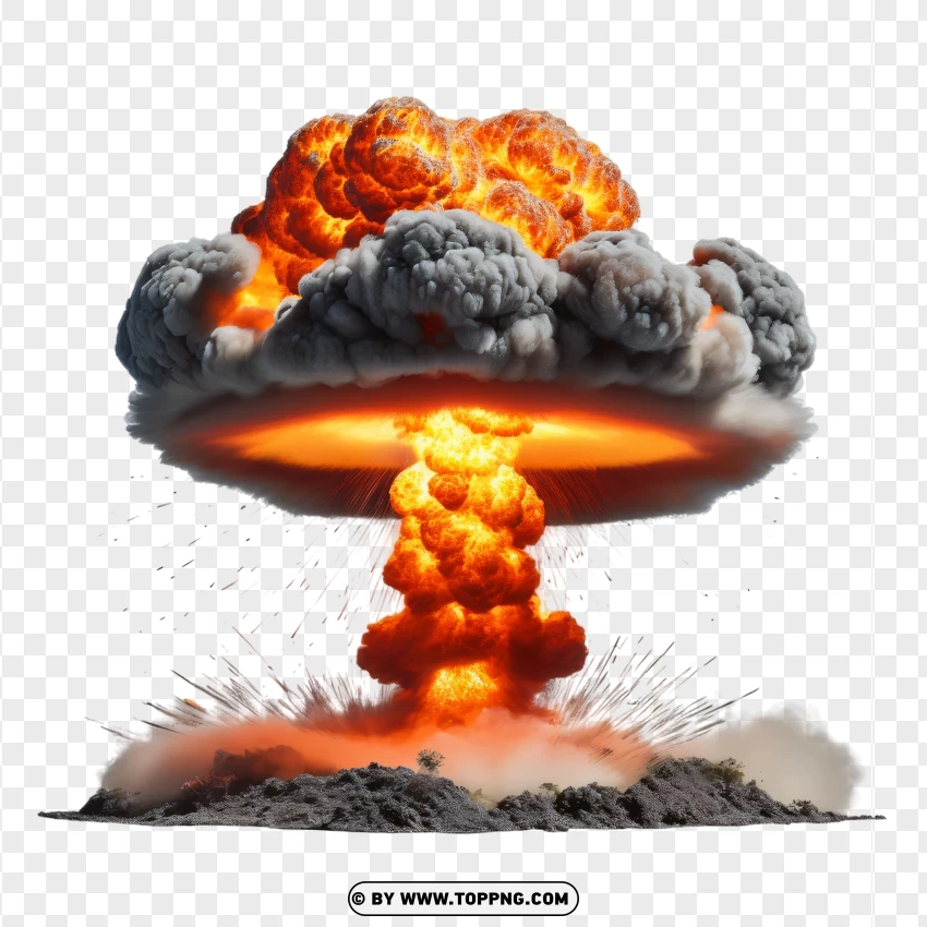 Mushroom Cloud With Fire And Smoke PNG Transparent Background