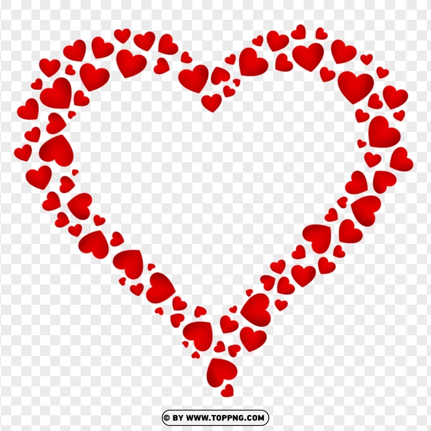 Heart Frame Clipart With Scattered Red Hearts PNG Transparent Background