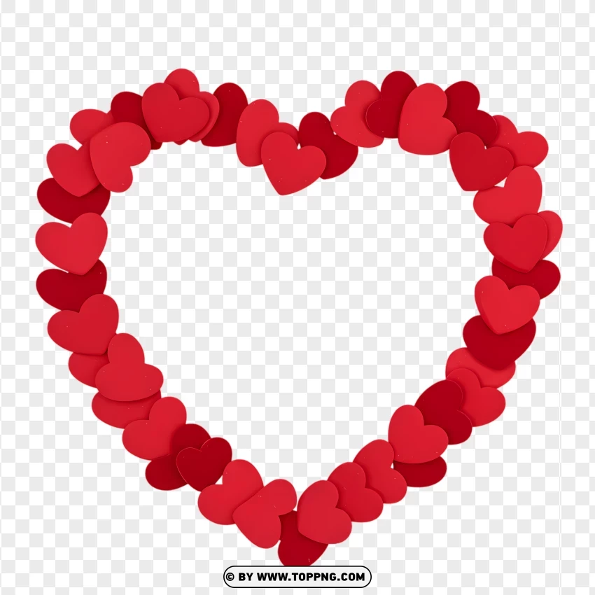 Heart Shape Border Clipart With Glossy Red Hearts PNG Transparent Background