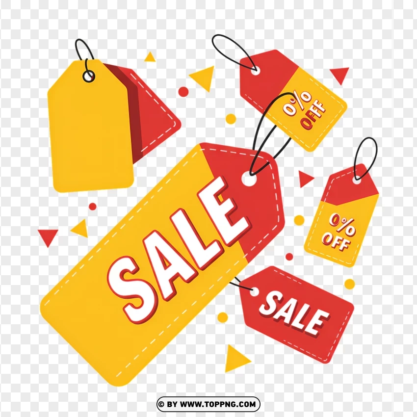 Sale Banner With Price Tags And Discount Stickers PNG Transparent Background