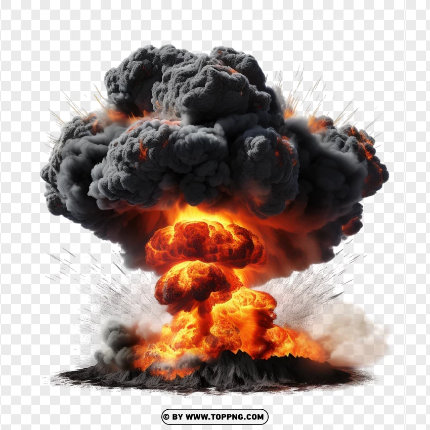 Dark Smoke Explosion With Fiery Blast PNG Transparent Background