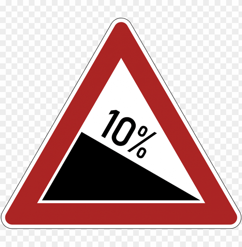 transport, traffic signs, 10% slope danger warning road sign, 