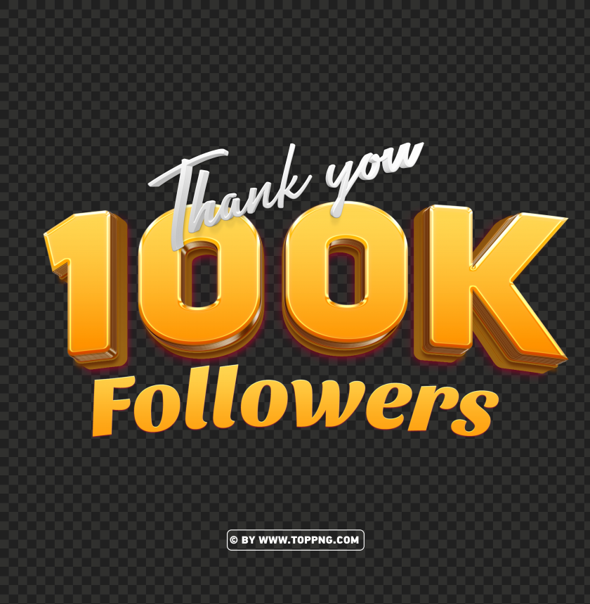 100k Followers Gold Thank You Png File