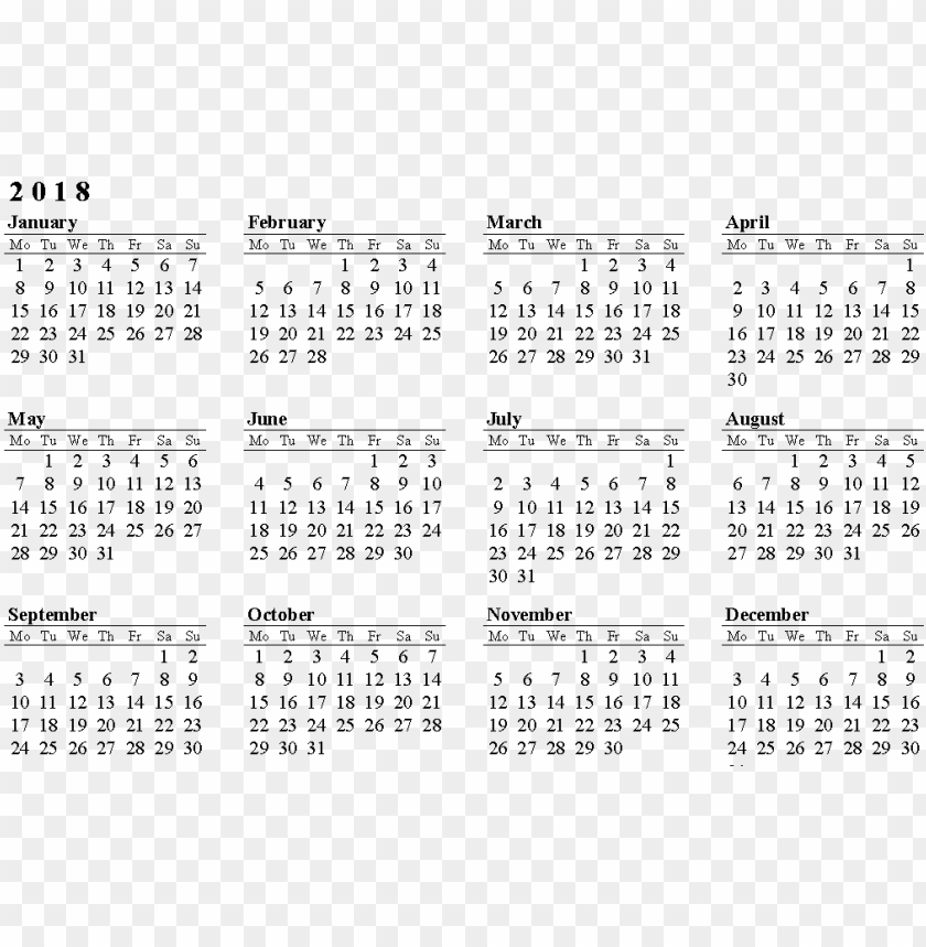 1050 X 665 16 12 Month Printable Year Calendar 18 Png Image With Transparent Background Toppng