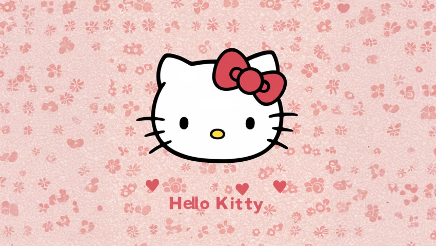 Hello Kitty Cute S With Floral Pattern PNG Transparent Background