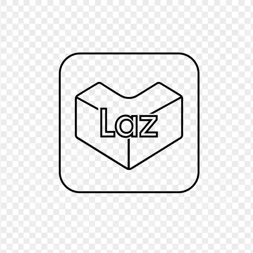 Lazada Laz Square Black Outline Icon PNG Transparent Background