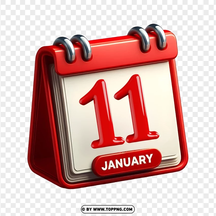 11th January Date Daily Calendar 3d Icon PNG Transparent Background