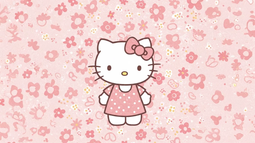 Hello Kitty With Light Pink Aesthetic PNG Transparent Background