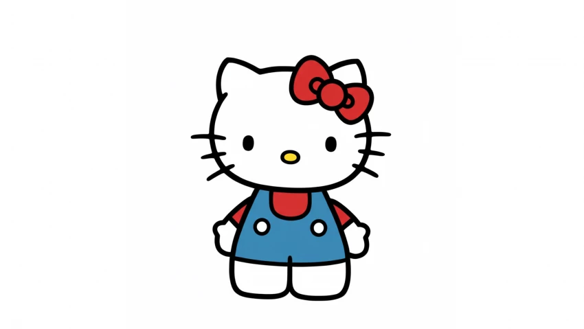 Hello Kitty Wallpaper With Classic Outfit PNG Transparent Background