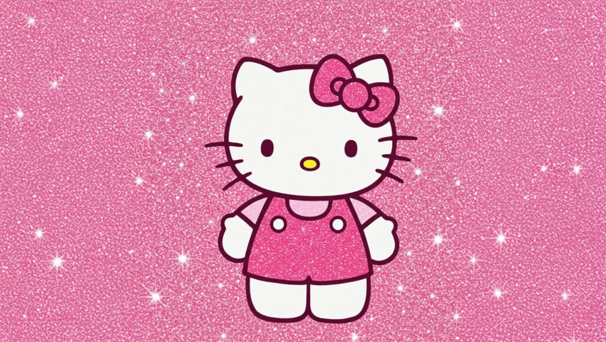 Hello Kitty Wallpaper For Phone With Glitter Effect PNG Transparent Background