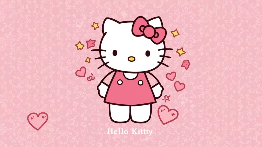 Hello Kitty Phone With Hearts PNG Transparent Background