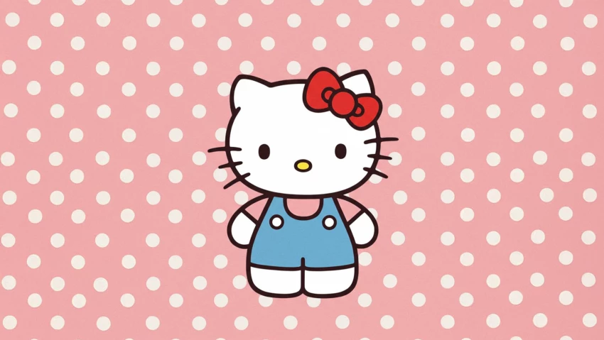 Hello Kitty Cute Wallpaper With Polka Dot PNG Transparent Background