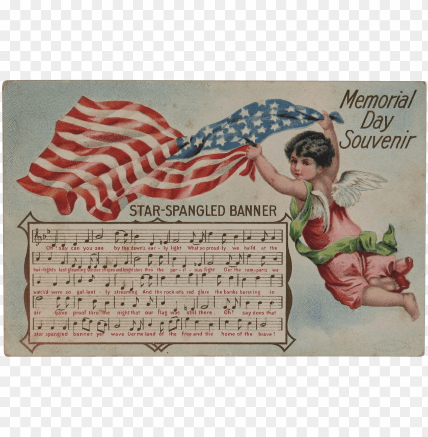 1908 taggart star spangled banner memorial day souvenir vintage gruß karte des valentines tages karte PNG transparent with Clear Background ID 266021