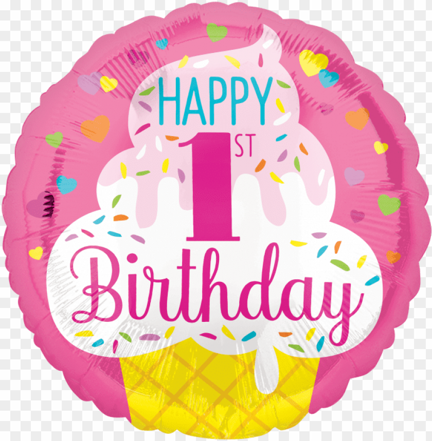 1st birthday - girl first birthday balloo PNG image with transparent  background | TOPpng